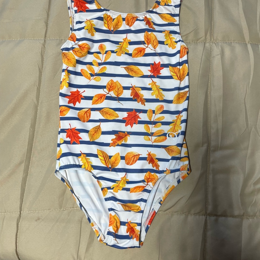 Striped Leaf Print gymnastics and dance leotard
